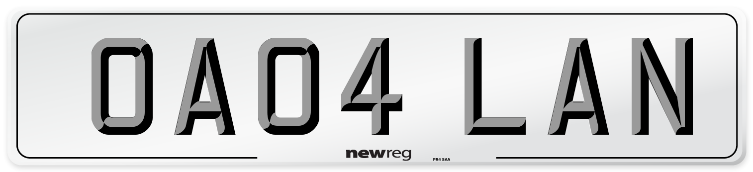 OA04 LAN Number Plate from New Reg